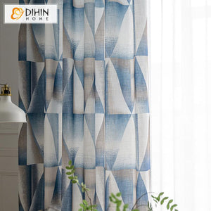 DIHIN HOME Modern Geometric Printed Curtain ,Cotton Linen ,Blackout Grommet Window Curtain for Living Room ,52x63-inch,1 Panel