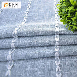 DIHINHOME Home Textile Pastoral Curtain DIHIN HOME Modern Light Blue Embroidered Curtains,Blackout Grommet Window Curtain for Living Room ,52x63-inch,1 Panel