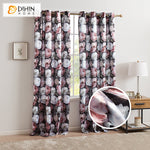 DIHIN HOME Modern Vintage Abstract Flowers Printed,Blackout Grommet Window Curtain for Living Room ,52x63-inch,1 Panel