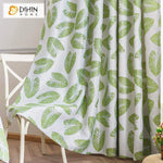 DIHINHOME Home Textile Pastoral Curtain DIHIN HOME Noble Green Leaves Printed,Blackout Grommet Window Curtain for Living Room ,52x63-inch,1 Panel