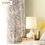 DIHINHOME Home Textile Pastoral Curtain DIHIN HOME Noble Yellow Flowers Grey Leaves Printed,Blackout Grommet Window Curtain for Living Room ,52x63-inch,1 Panel