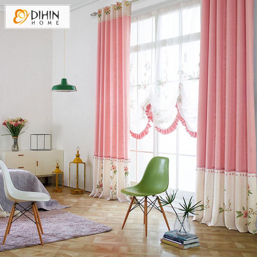 DIHIN HOME Nordic Modern Pink Patchwork Fashion ,Blackout Grommet Window Curtain for Living Room ,52x63-inch,1 Panel