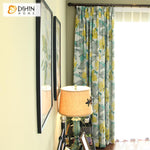 DIHIN HOME Pastoral American Thickening Yellow Flowers Printed,Blackout Curtains Grommet Window Curtain for Living Room ,52x63-inch,1 Panel