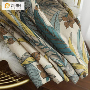DIHINHOME Home Textile Pastoral Curtain DIHIN HOME Pastoral Banana Tree Printed Curtains，Blackout Grommet Window Curtain for Living Room ,52x63-inch,1 Panel