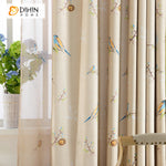 DIHINHOME Home Textile Pastoral Curtain DIHIN HOME Pastoral Beige Color Birds Printed,Blackout Grommet Window Curtain for Living Room,1 Panel