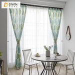 DIHIN HOME Pastoral Big Leaves Printed Curtain ,Cotton Linen ,Blackout Grommet Window Curtain for Living Room ,52x63-inch,1 Panel