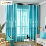 DIHINHOME Home Textile Pastoral Curtain DIHIN HOME Pastoral Blue Color Printed,Blackout Curtains Grommet Window Curtain for Living Room,52x63-inch,1 Panel