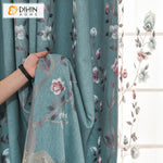 DIHINHOME Home Textile Pastoral Curtain DIHIN HOME Pastoral Blue Flowers Embroidered Curtains,Grommet Window Curtain for Living Room,52x63-inch,1 Panel