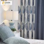 DIHINHOME Home Textile Pastoral Curtain DIHIN HOME Pastoral Blue Leaves Printed,Blackout Grommet Window Curtain for Living Room ,52x63-inch,1 Panel