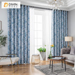 DIHINHOME Home Textile Pastoral Curtain DIHIN HOME Pastoral Blue Plants Printed,Blackout Grommet Window Curtain for Living Room ,52x63-inch,1 Panel