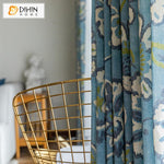 DIHIN HOME Pastoral Blue Printed Curtains ,Blackout Grommet Window Curtain for Living Room ,52x63-inch,1 Panel