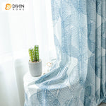 DIHINHOME Home Textile Pastoral Curtain DIHIN HOME Pastoral Blue Small Leaves Printed Curtains,Grommet Window Curtain for Living Room ,52x63-inch,1 Panel