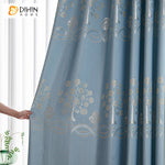 DIHINHOME Home Textile Pastoral Curtain DIHIN HOME Pastoral Blue Tree Embroidered Curtain,Blackout Grommet Window Curtain for Living Room,1 Panel