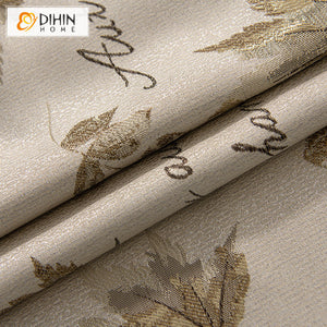 DIHINHOME Home Textile Pastoral Curtain DIHIN HOME Pastoral Bronzing Maple Leaf Printed,Blackout Grommet Window Curtain for Living Room,1 Panel