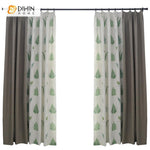 DIHIN HOME Pastoral Cotton Linen Leaves Printed Curtains High Quality Window Drapes,Blackout Grommet Window Curtain for Living Room ,52x63-inch,1 Panel