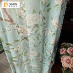 DIHIN HOME Pastoral Cotton Linen Printed Flowers,Blackout Curtains Grommet Window Curtain for Living Room ,52x63-inch,1 Panel