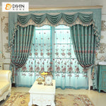 DIHIN HOME Pastoral Customized Curtain Embroidered Valance ,Blackout Curtains Grommet Window Curtain for Living Room ,52x84-inch,1 Panel