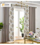 DIHINHOME Home Textile Pastoral Curtain DIHIN HOME Pastoral Fallen Leaves Printed,Blackout Grommet Window Curtain for Living Room ,52x63-inch,1 Panel