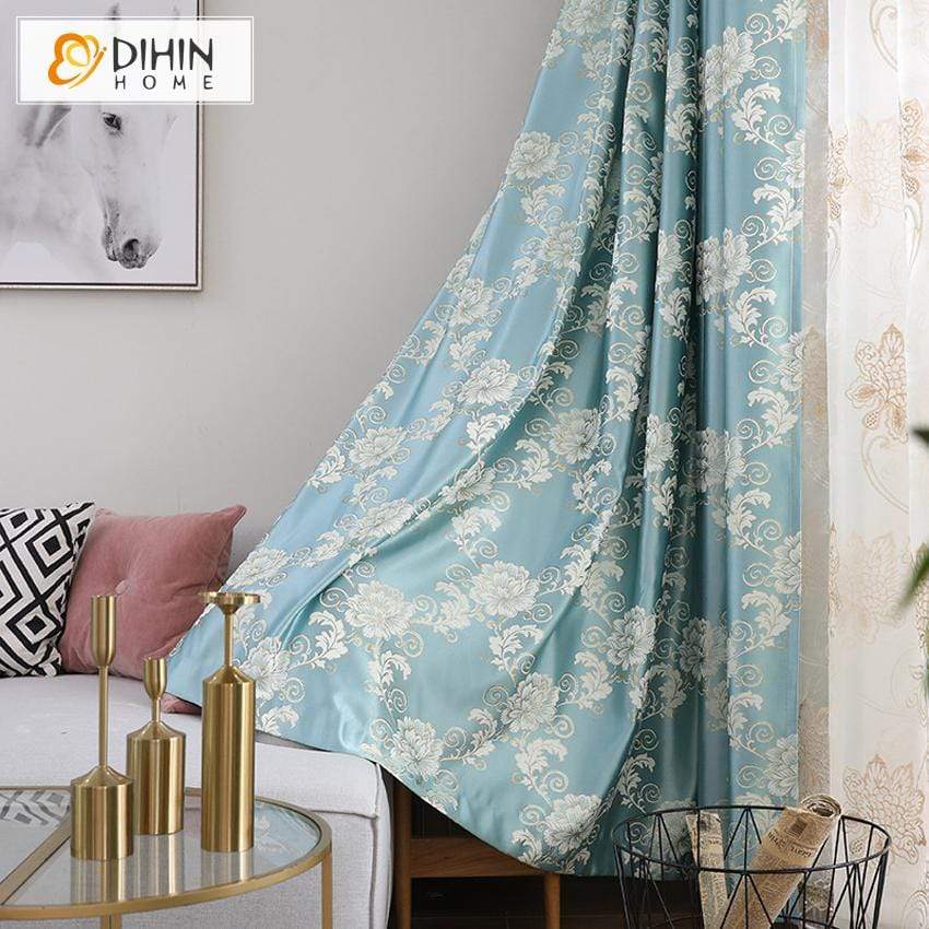 DIHINHOME Home Textile Pastoral Curtain DIHIN HOME Pastoral Floral Curtains，Blackout Grommet Window Curtain for Living Room ,52x63-inch,1 Panel