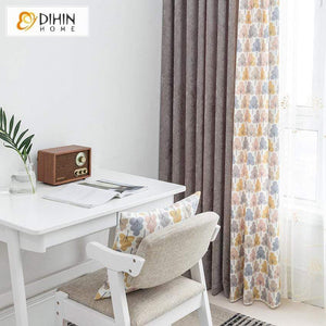 DIHINHOME Home Textile Pastoral Curtain DIHIN HOME Pastoral Flower Printed Spliced Curtains，Blackout Grommet Window Curtain for Living Room ,52x63-inch,1 Panel