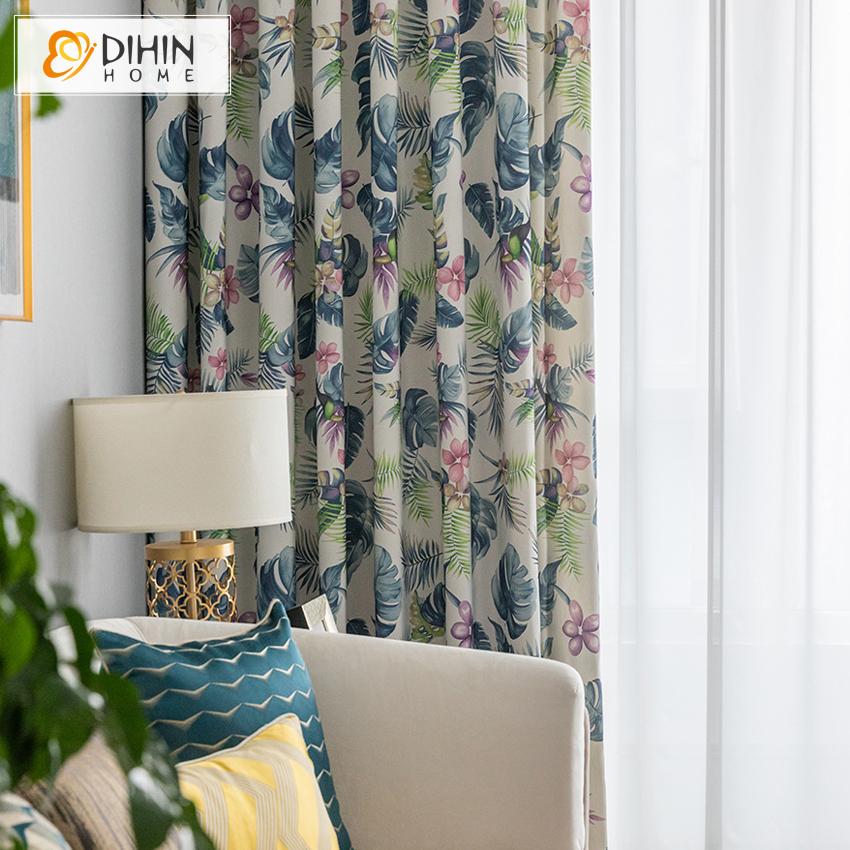 DIHIN HOME Pastoral Forest Blackout Curtains ,Blackout Grommet Window Curtain for Living Room ,52x63-inch,1 Panel