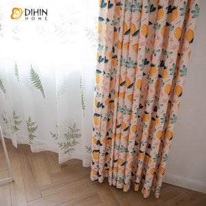 DIHINHOME Home Textile Pastoral Curtain DIHIN HOME Pastoral Fruits Printed,Blackout Grommet Window Curtain for Living Room ,52x63-inch,1 Panel