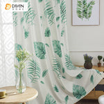 DIHIN HOME Pastoral Green Banana Leaves Printed Curtains,Grommet Window Curtain for Living Room ,52x63-inch,1 Panel