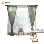 DIHIN HOME Pastoral Green Cotton Linen Curtains Printed,Blackout Grommet Window Curtain for Living Room ,52x63-inch,1 Panel