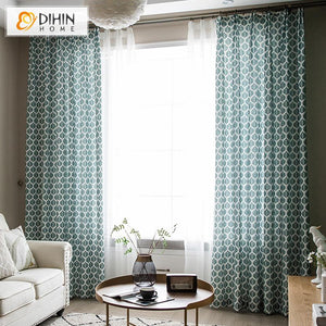 DIHIN HOME Pastoral Green Leaves Curtains ,Blackout Grommet Window Curtain for Living Room ,52x63-inch,1 Panel