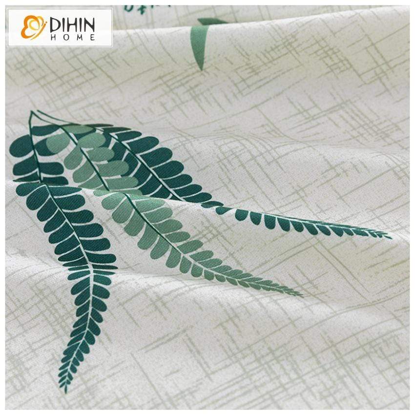 DIHINHOME Home Textile Pastoral Curtain DIHIN HOME Pastoral Green Leaves Spliced Curtains，Blackout Grommet Window Curtain for Living Room ,52x63-inch,1 Panel