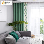 DIHINHOME Home Textile Pastoral Curtain DIHIN HOME Pastoral Green Leaves Spliced Curtains，Blackout Grommet Window Curtain for Living Room ,52x63-inch,1 Panel