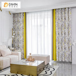 DIHINHOME Home Textile Pastoral Curtain DIHIN HOME Pastoral Grey and Yellow Floral Curtains,Blackout Grommet Window Curtain for Living Room ,52x63-inch,1 Panel
