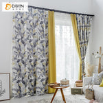 DIHINHOME Home Textile Pastoral Curtain DIHIN HOME Pastoral Grey Leaves Printed Curtains,Blackout Grommet Window Curtain for Living Room ,52x63-inch,1 Panel
