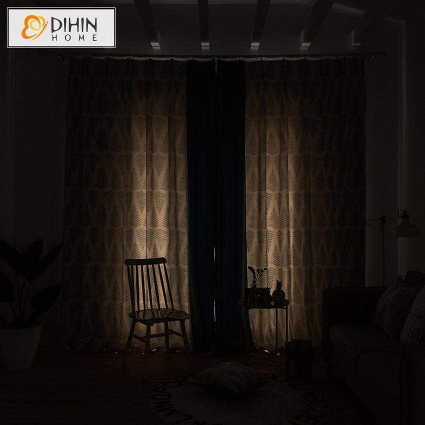 DIHINHOME Home Textile Pastoral Curtain DIHIN HOME Pastoral Healthy Fabric Spliced Curtains，Blackout Grommet Window Curtain for Living Room ,52x63-inch,1 Panel