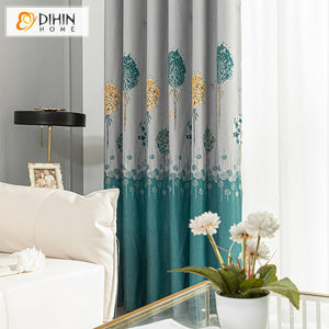 DIHINHOME Home Textile Pastoral Curtain DIHIN HOME Pastoral High-end Trees Jacquard Curtains,Grommet Window Curtain for Living Room ,52x63-inch,1 Panel