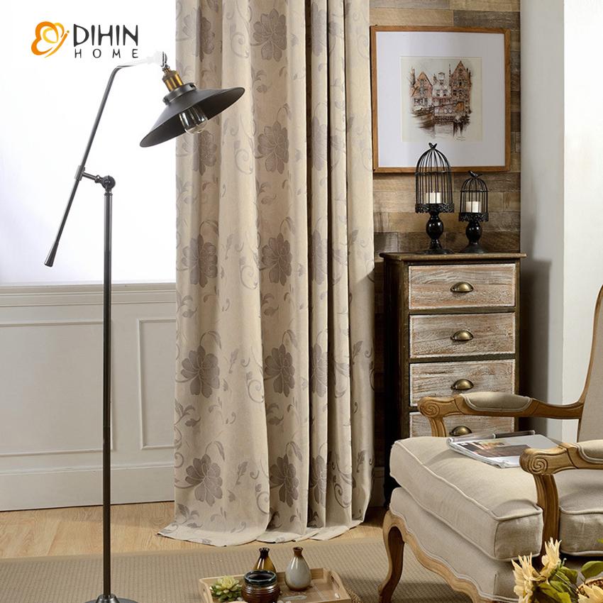 DIHIN HOME Pastoral High Quality Flower Curtains ,Blackout Grommet Window Curtain for Living Room ,52x63-inch,1 Panel