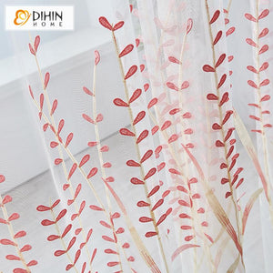 DIHIN HOME Pastoral High Quality Pink Embroidered Curtains,Blackout Curtains Grommet Window Curtain for Living Room ,52x84-inch,1 Panel