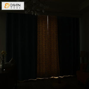 DIHIN HOME Pastoral High Quality Spliced Leaves Printed,Blackout Grommet Window Curtain for Living Room ,52x63-inch,1 Panel