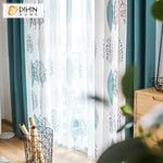 DIHIN HOME Pastoral Leaves Printed Splicing Curtains,Grommet Window Curtain for Living Room ,52x63-inch,1 Panel