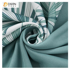 DIHIN HOME Pastoral Leaves Spliced Curtains，Blackout Grommet Window Curtain for Living Room ,52x63-inch,1 Panel