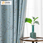 DIHINHOME Home Textile Pastoral Curtain DIHIN HOME Pastoral Light Blue Twigs Printed,Blackout Grommet Window Curtain for Living Room ,52x63-inch,1 Panel