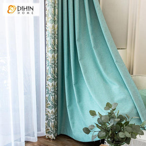 DIHIN HOME Pastoral Natural Leaf Printed,Blackout Grommet Window Curtain for Living Room ,52x63-inch,1 Panel