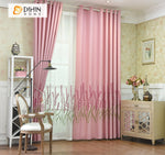 DIHIN HOME Pastoral Pink Color Emboridered,Blackout Curtains Grommet Window Curtain for Living Room,52x63-inch,1 Panel