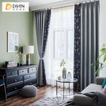 DIHIN HOME Pastoral Plant Printed Spliced Curtains，Blackout Grommet Window Curtain for Living Room ,52x63-inch,1 Panel