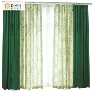 DIHINHOME Home Textile Pastoral Curtain DIHIN HOME Pastoral Plant Spliced Curtains，Blackout Grommet Window Curtain for Living Room ,52x63-inch,1 Panel