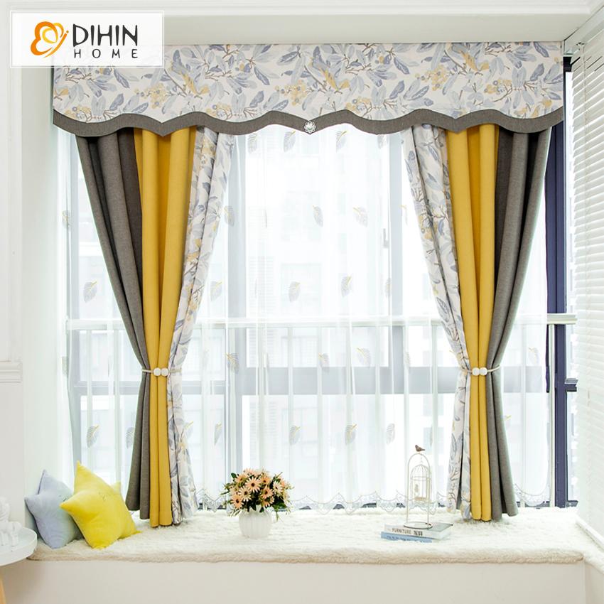 DIHIN HOME Pastoral Printed Curtain With Valance,Blackout Curtains Grommet Window Curtain for Living Room ,52x84-inch,1 Panel
