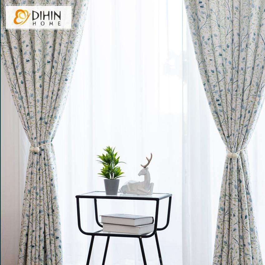 DIHINHOME Home Textile Pastoral Curtain DIHIN HOME Pastoral Printed Curtains ,Blackout Grommet Window Curtain for Living Room ,52x63-inch,1 Panel