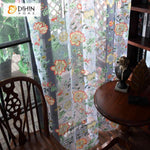 DIHIN HOME Pastoral Printed Flowers,Blackout Curtains Grommet Window Curtain for Living Room ,52x63-inch,1 Panel