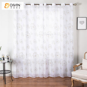 DIHINHOME Home Textile Pastoral Curtain DIHIN HOME Pastoral Printed Flowers,Blackout Grommet Window Curtain for Living Room,1 Panel