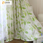 DIHIN HOME Pastoral Printed Green Leaves,Blackout Curtains Grommet Window Curtain for Living Room ,52x63-inch,1 Panel